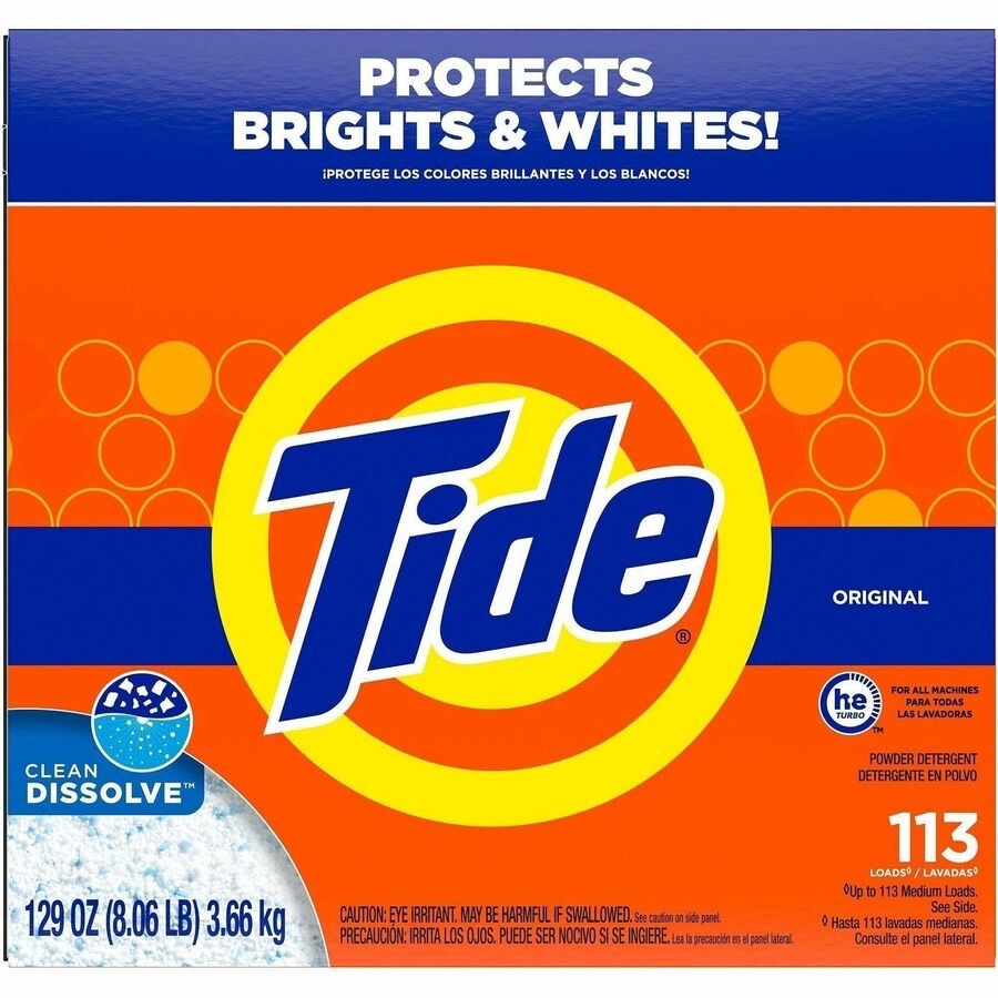 Tide Clean Dissolve Powder Detergent 113 Loads 129oz Protects Brights and Whites