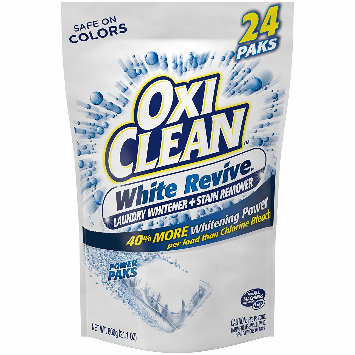 OxiClean White Revive Laundry Whitener and Stain Remover Power Paks, 24 Count