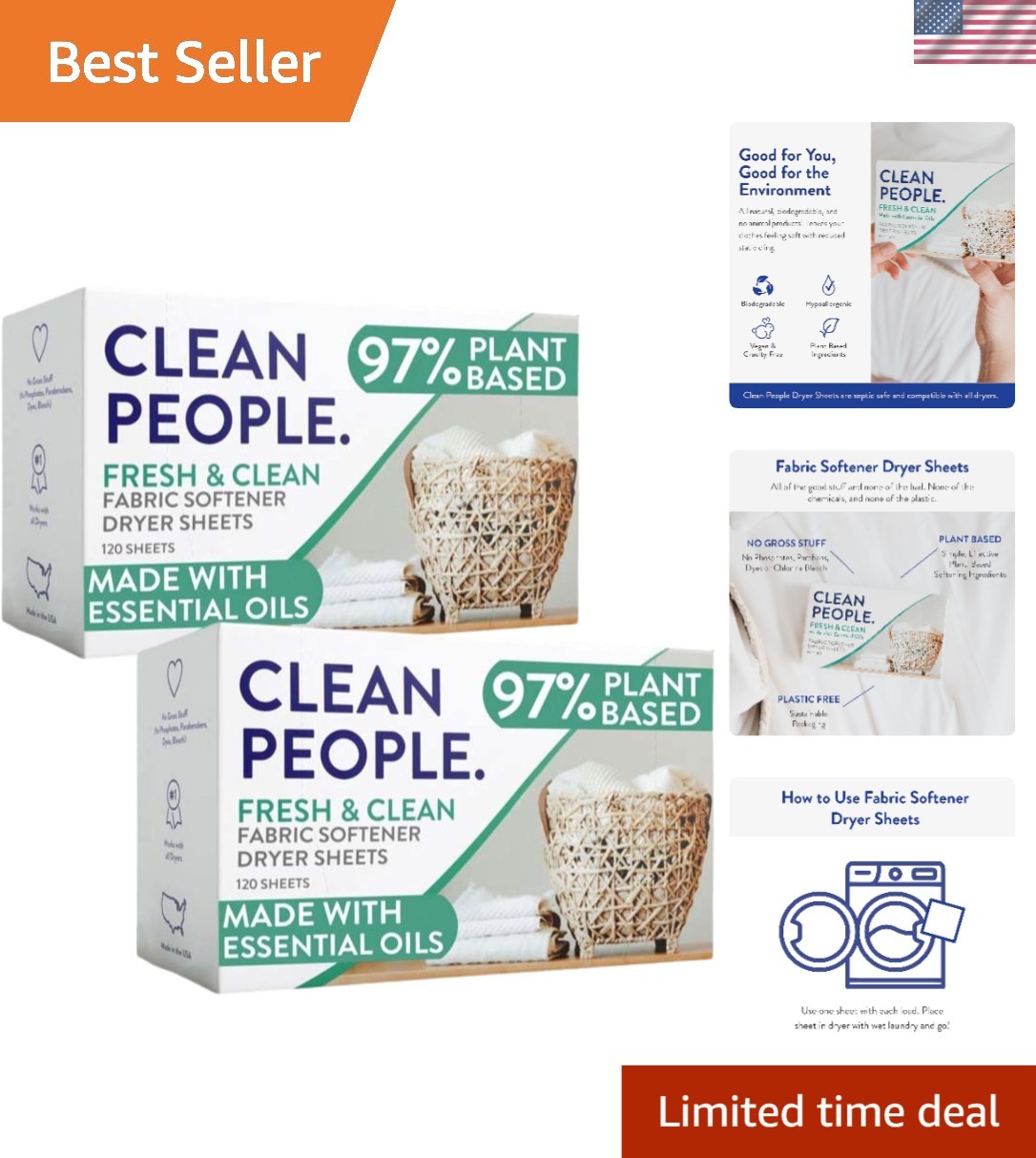 Gentle Fabric Softener Dryer Sheets – 240 Sheets for Soft, Fresh Laundry