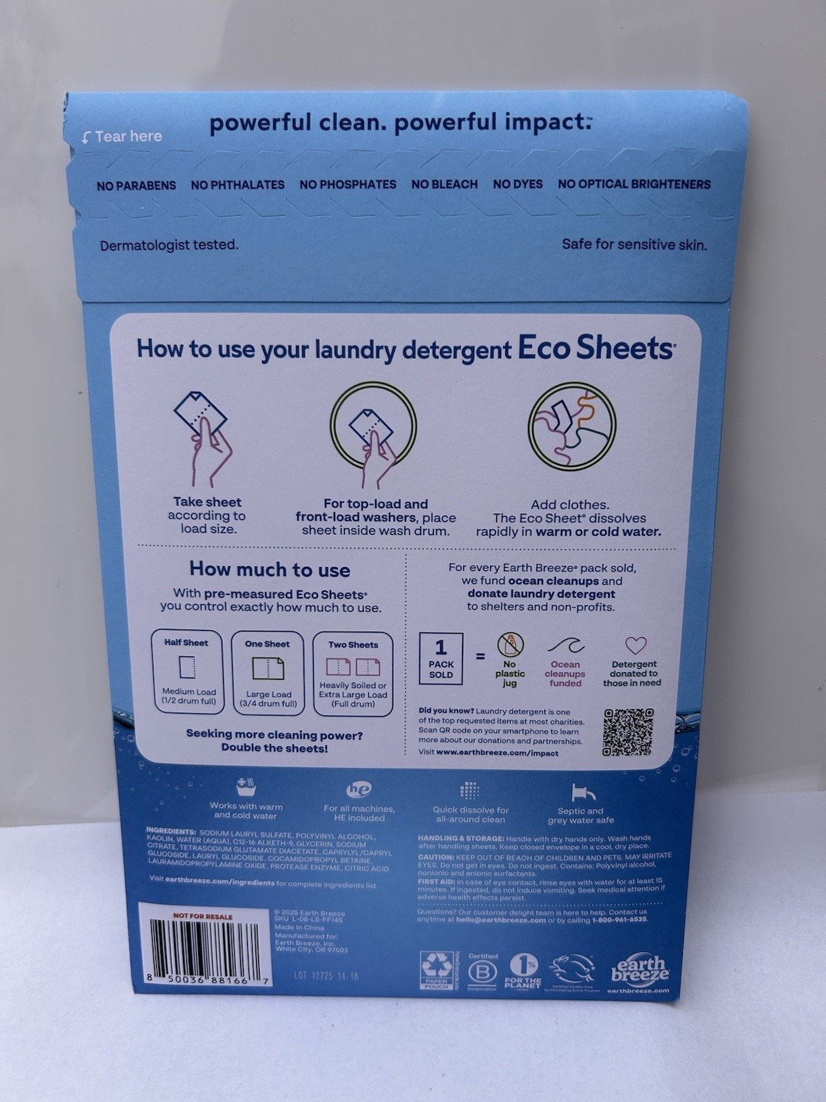 Earth Breeze Eco Sheets Laundry Detergent Fragrance Free 28 Loads