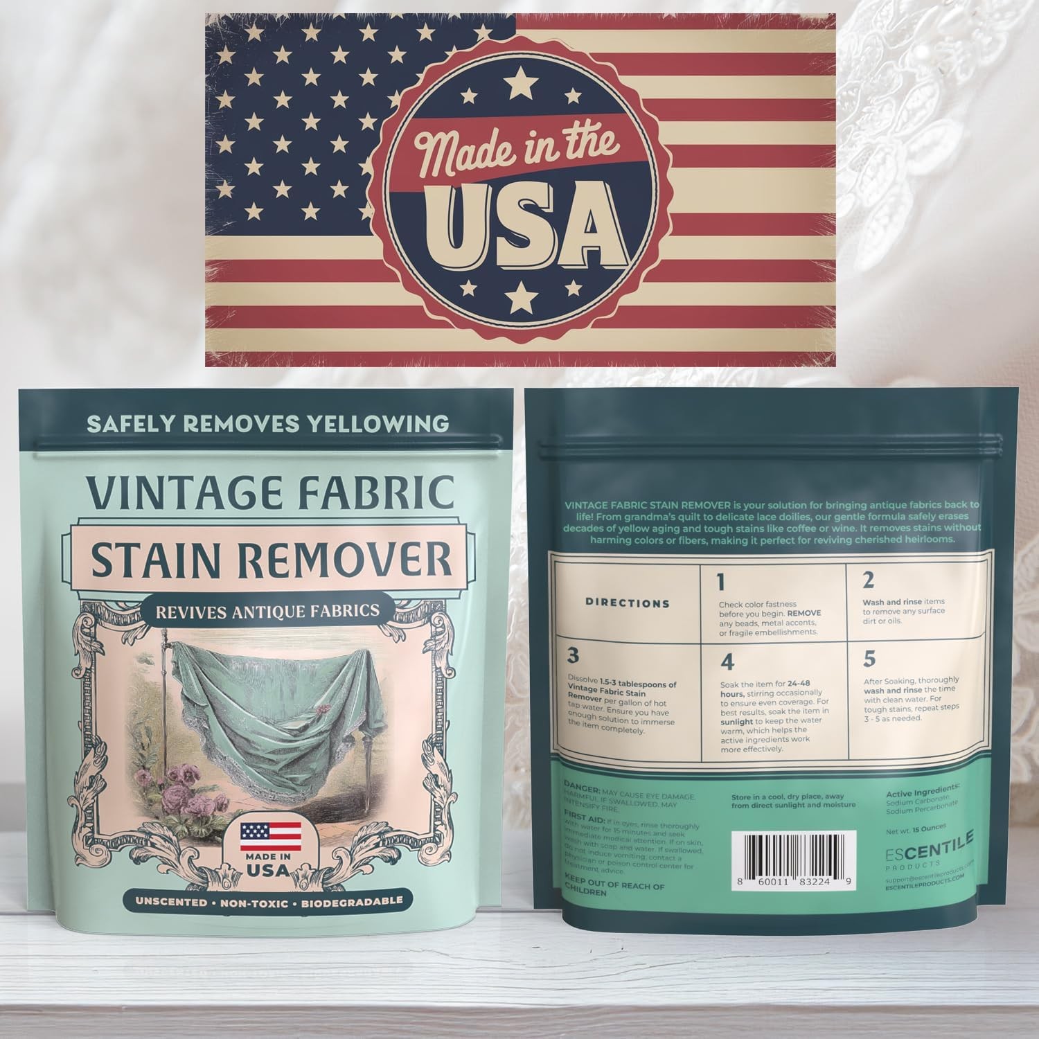 Vintage Fabric Stain Remover – Safely Cleans Retro & 16 Ounce (Pack of 1)