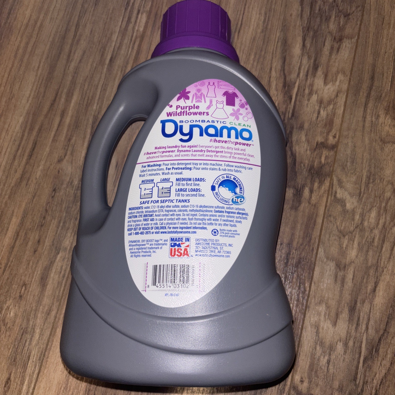 Dynamo Laundry Detergent Purple Wildflowers HE Oxy Boost Hypoallergenic 60 Loads