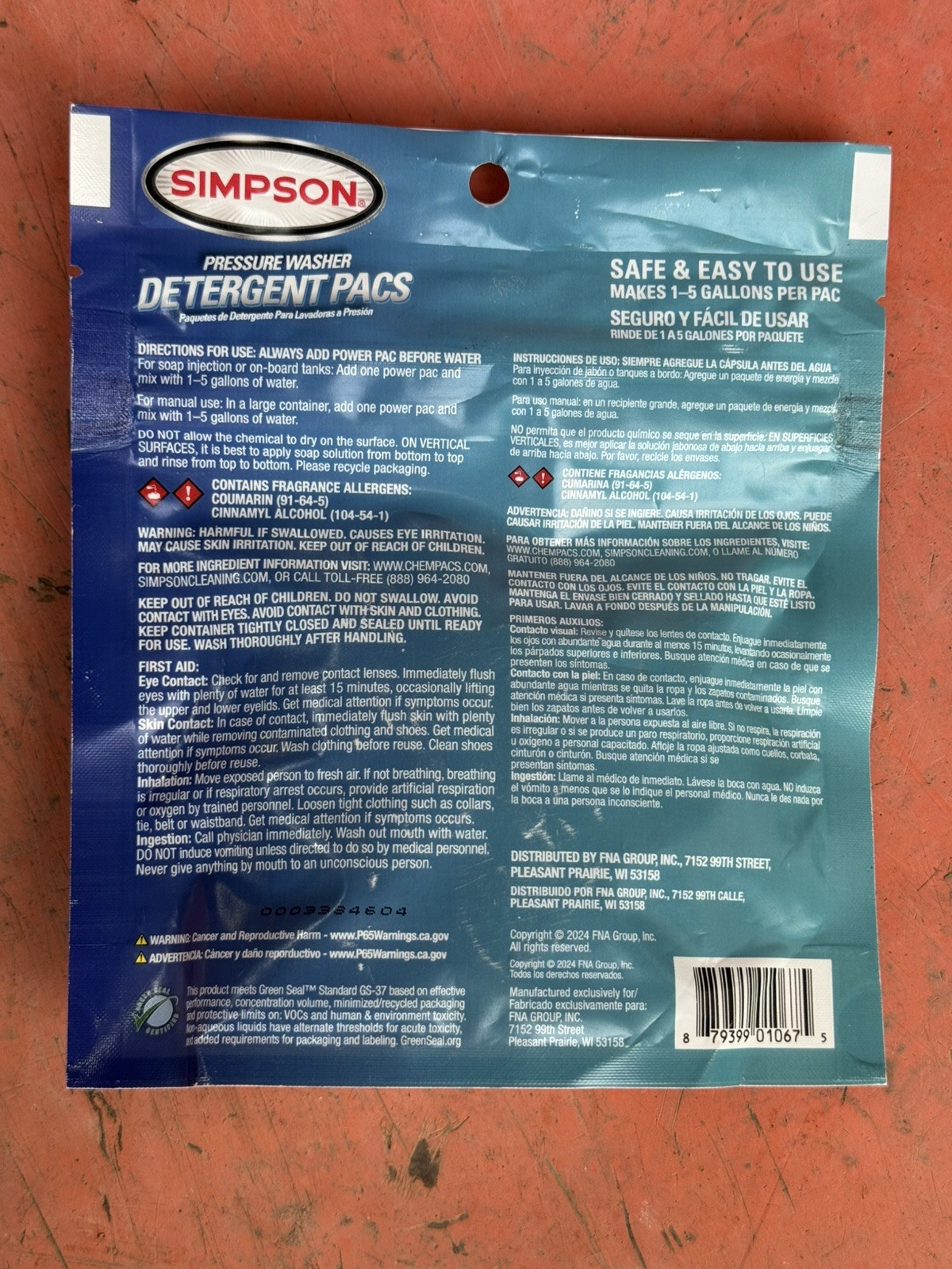 Lot 2 SIMPSON Pressure Washer Detergent Pods 10 Pod Bag Heavy-Duty Multi-Purpose