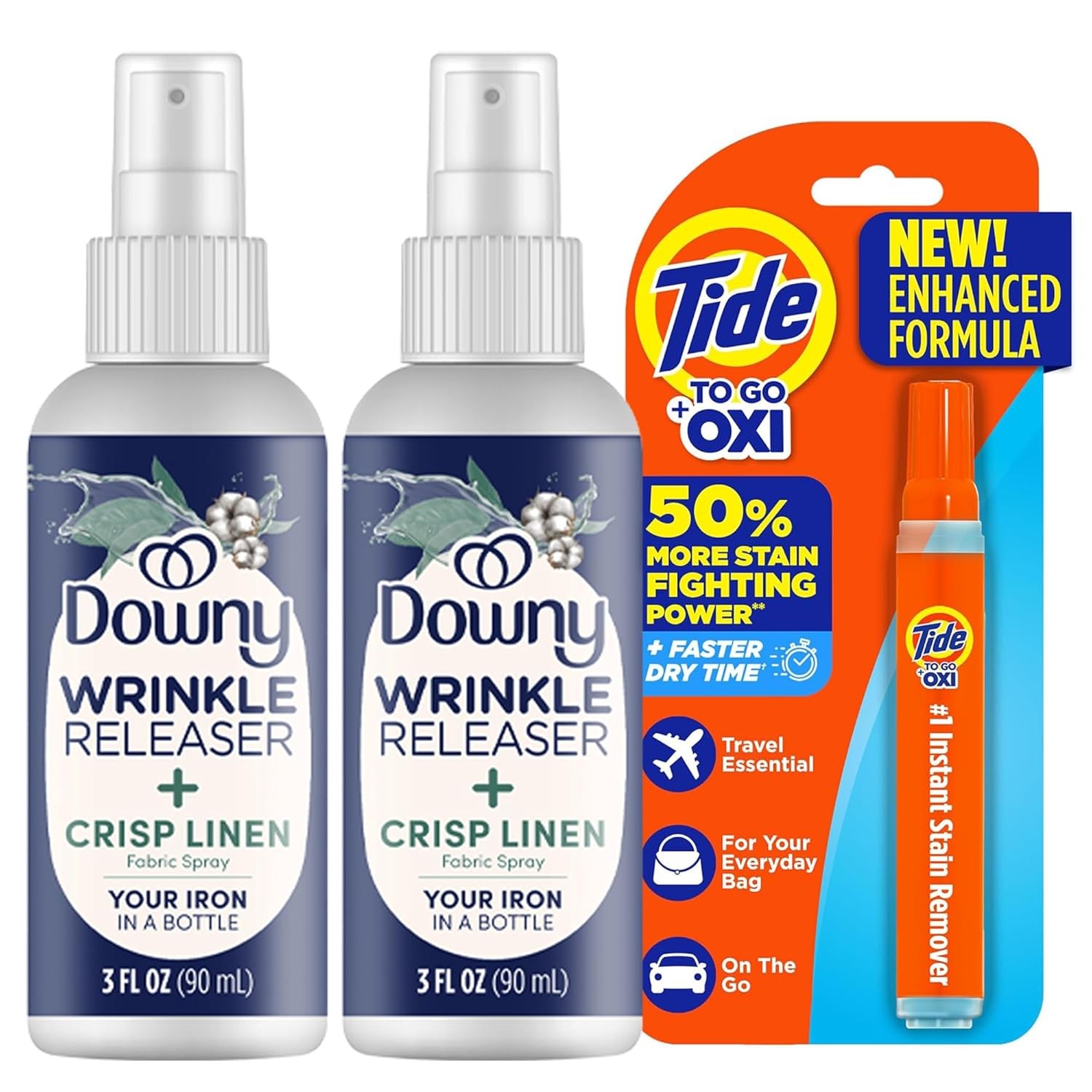 Downy Wrinkle Release Spray Bundle 3 Pack w/Bonus Tide Pen Fabric Care