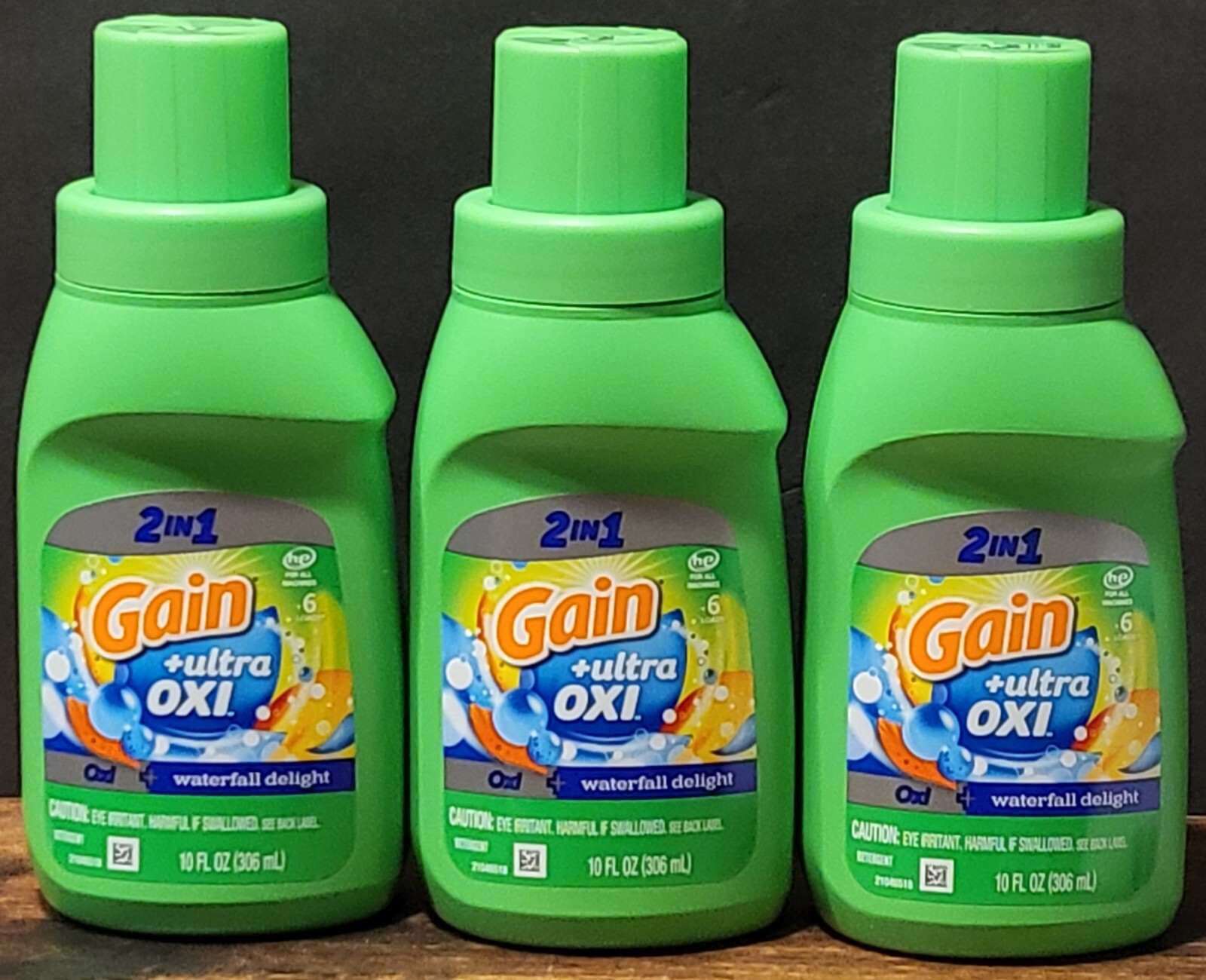 Gain WaterFall Delight Oxi Liquid Laundry Detergent, 10oz (306ml) (Pack of 3)