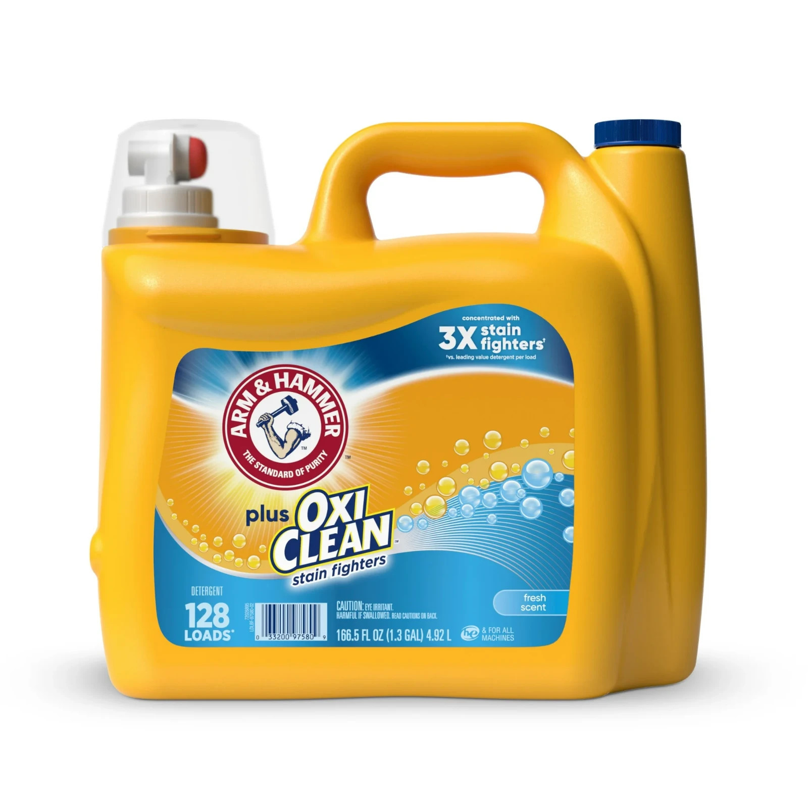 3P ARM & HAMMER Plus OxiClean Stain Fighters Liquid Laundry Detergent, 128 Loads