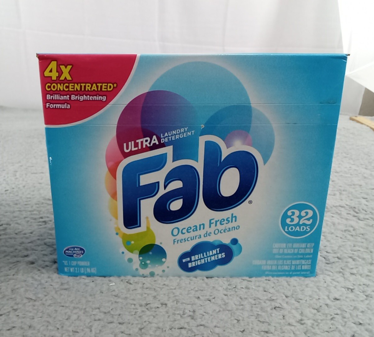 Fab Ultra Laundry Detergent, Ocean Fresh 4X Concentrated Powder 32 Loads NOS