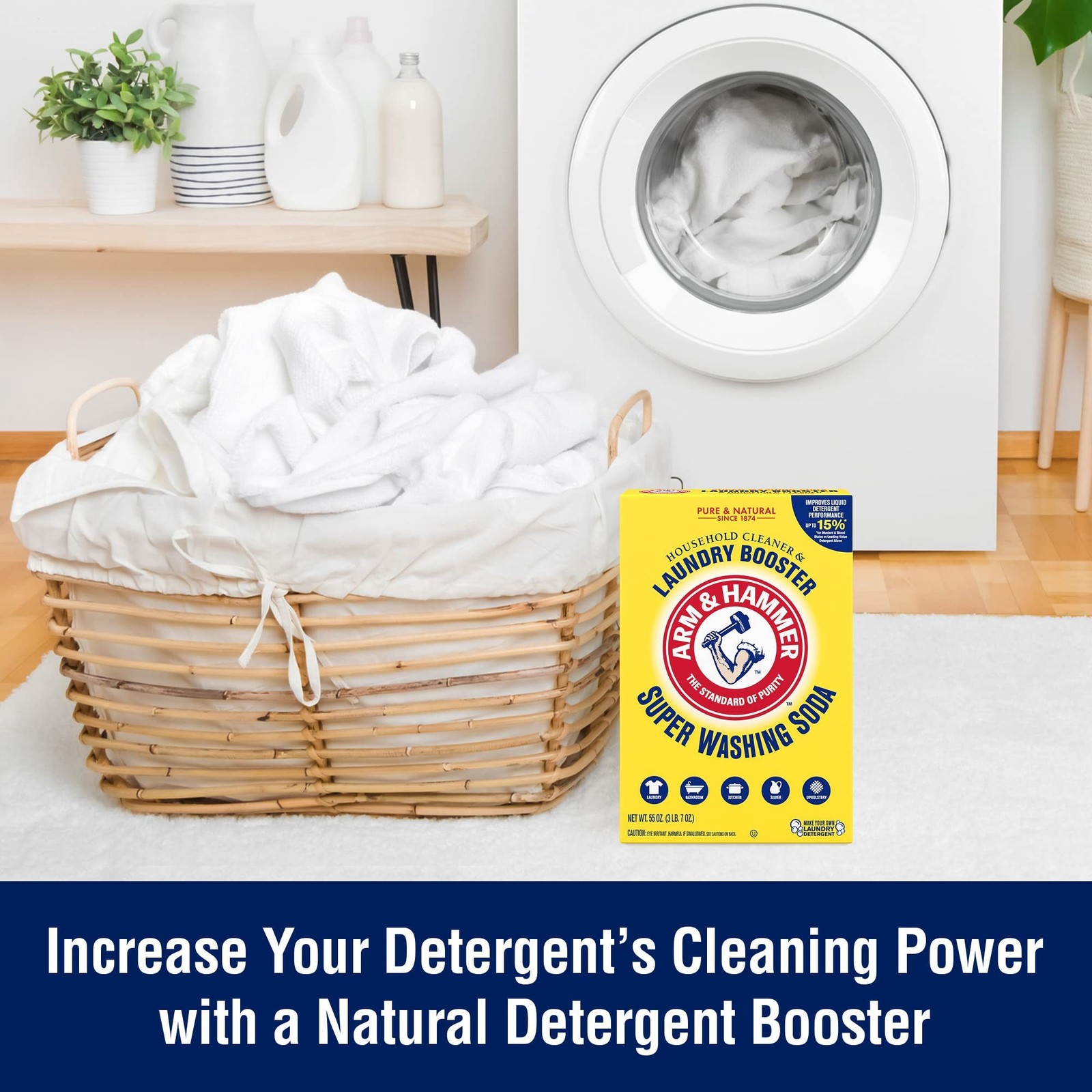 55 oz ARM & HAMMER Super Washing Soda Household Cleaner and Laundry Booster NEW