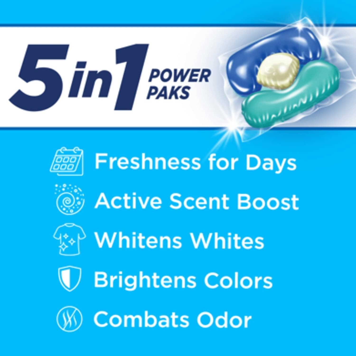 Arm & Hammer Clean Burst 5-in-1 Laundry Detergent Power Paks, 42 Count