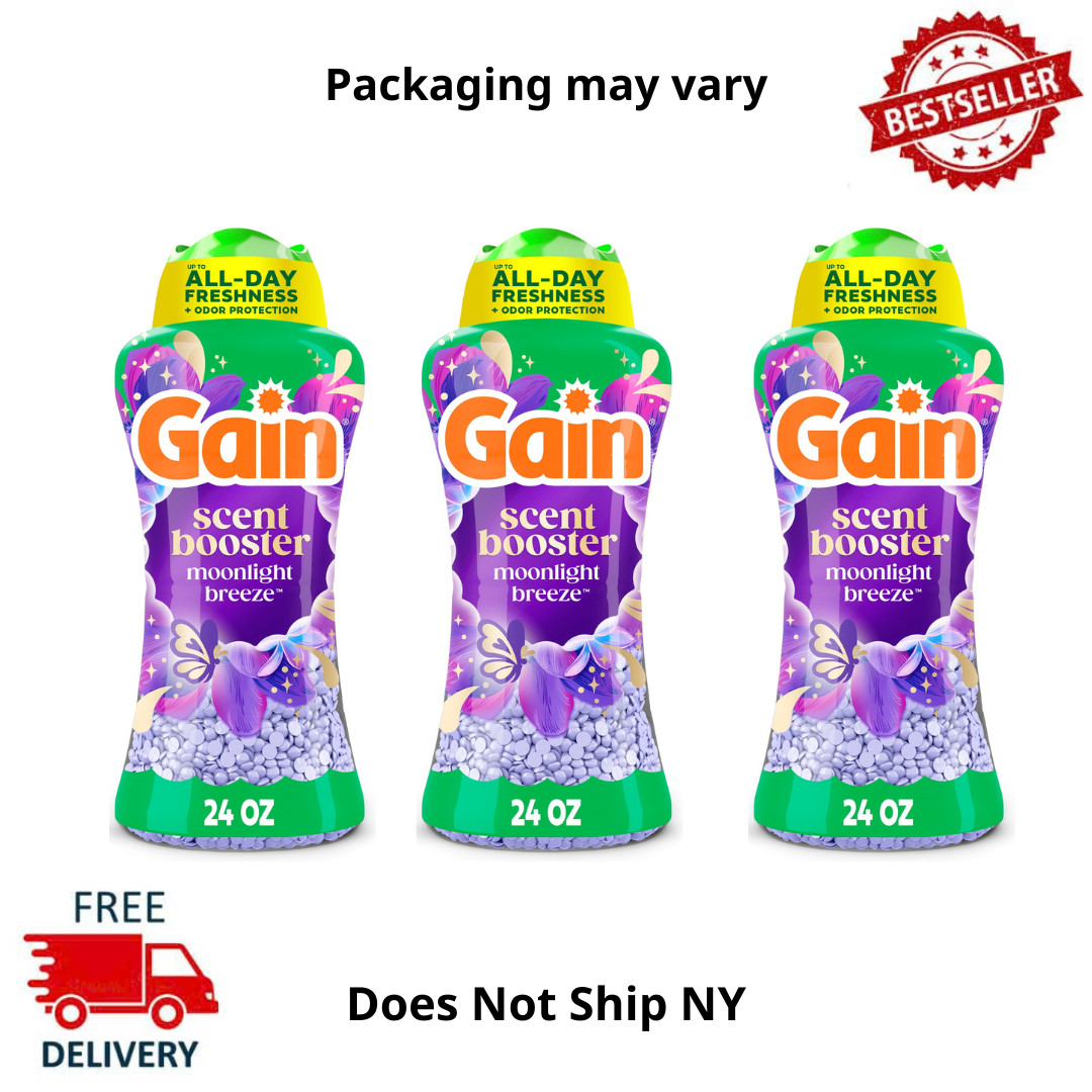 3 Pack Gain Laundry Scent Beads Fireworks In-Wash Booster Moonlight Breeze, 24oz