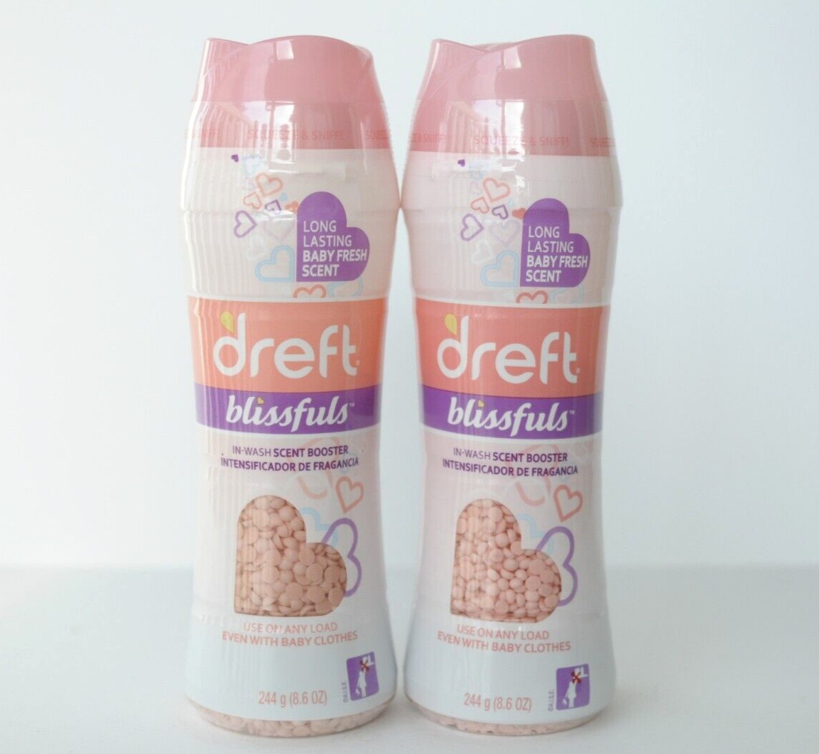 Dreft In Wash Scent Booster Beads Fresh Scent Baby Clothes 8.6 oz Lot of 2