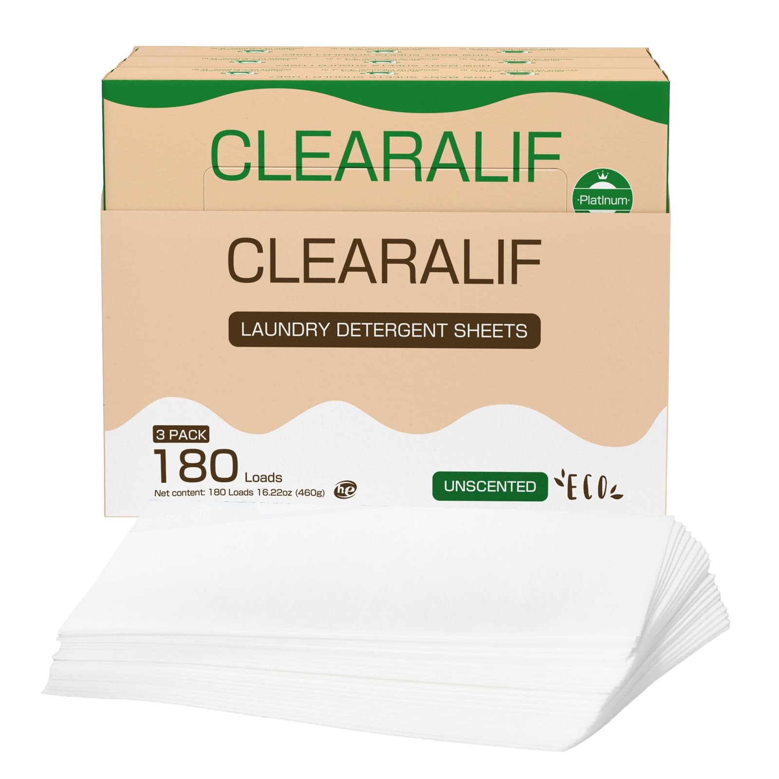 Laundry Detergent Sheets Up to 180 Loads, Fresh Unscented – Great For Travel,…