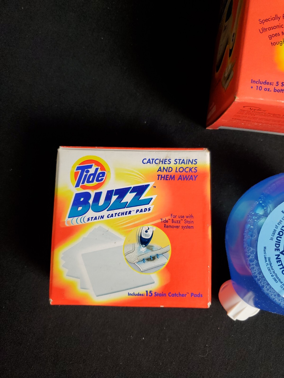 Tide Buzz Refill Pack 10 Oz Ultrasonic Fluid 15 Extra Stain Catcher Pad Open Box