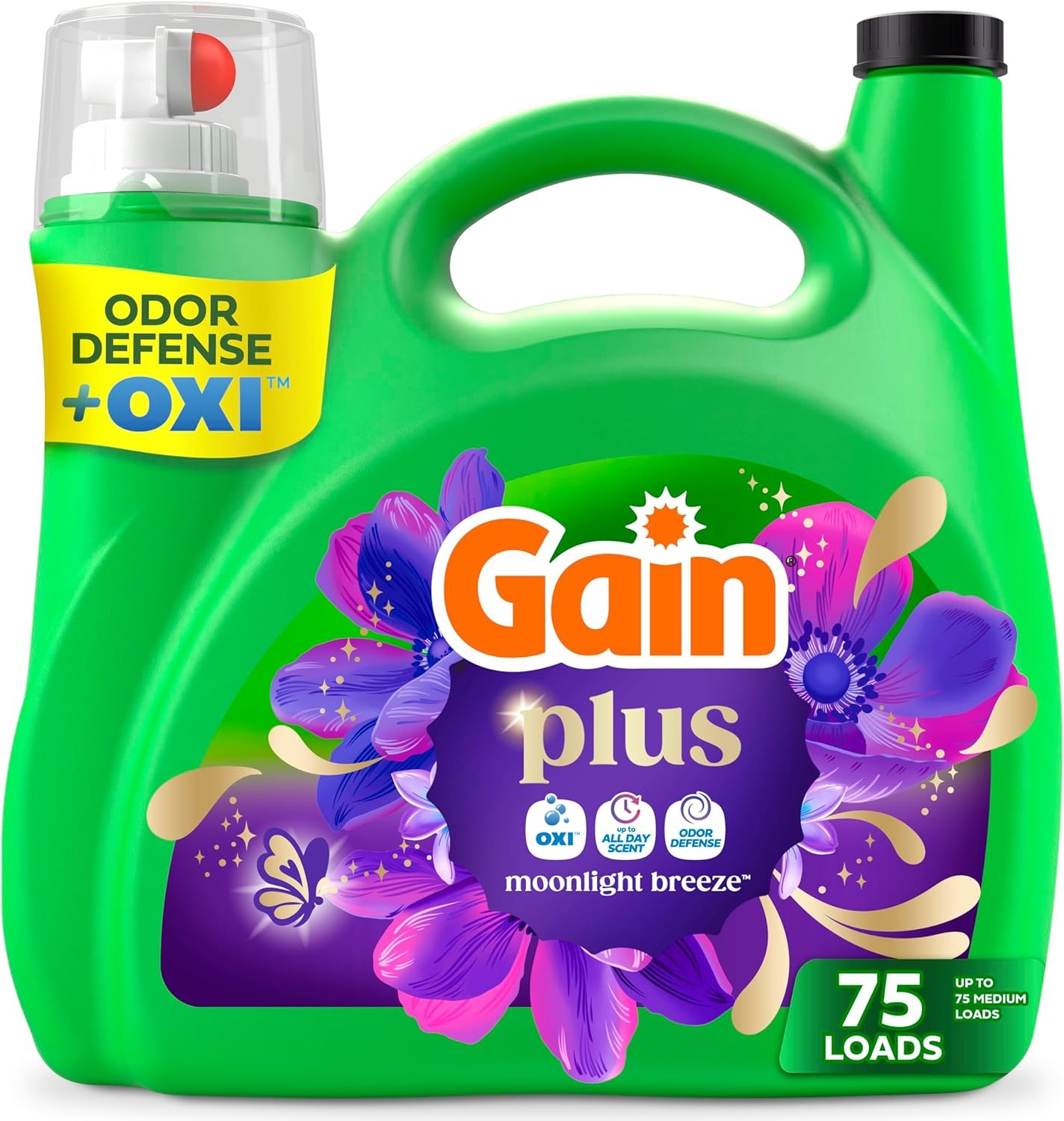 Gain Plus Liquid Laundry Detergent, Moonlight Breeze, 99 fl oz, 75 Loads