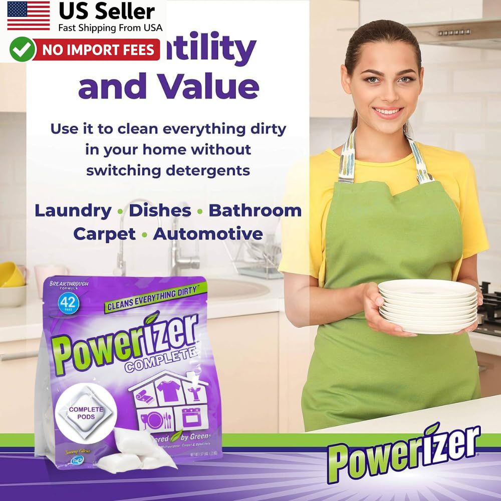 Powerizer Complete Multipurpose Cleaning Pods Laundry and Dishwasher FROM USA
