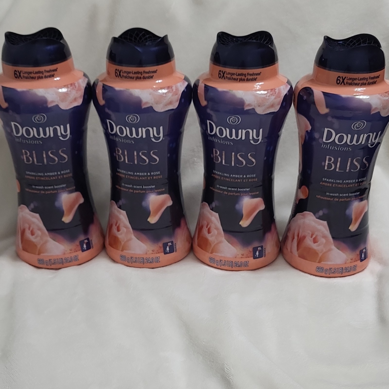 4 Downy Infusions Bliss In-Wash Scent Booster Beads Amber & Rose 24.0 oz