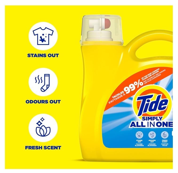 Tide Simply All-In-One Liquid Laundry Detergent, 128 Loads, 168 fl oz