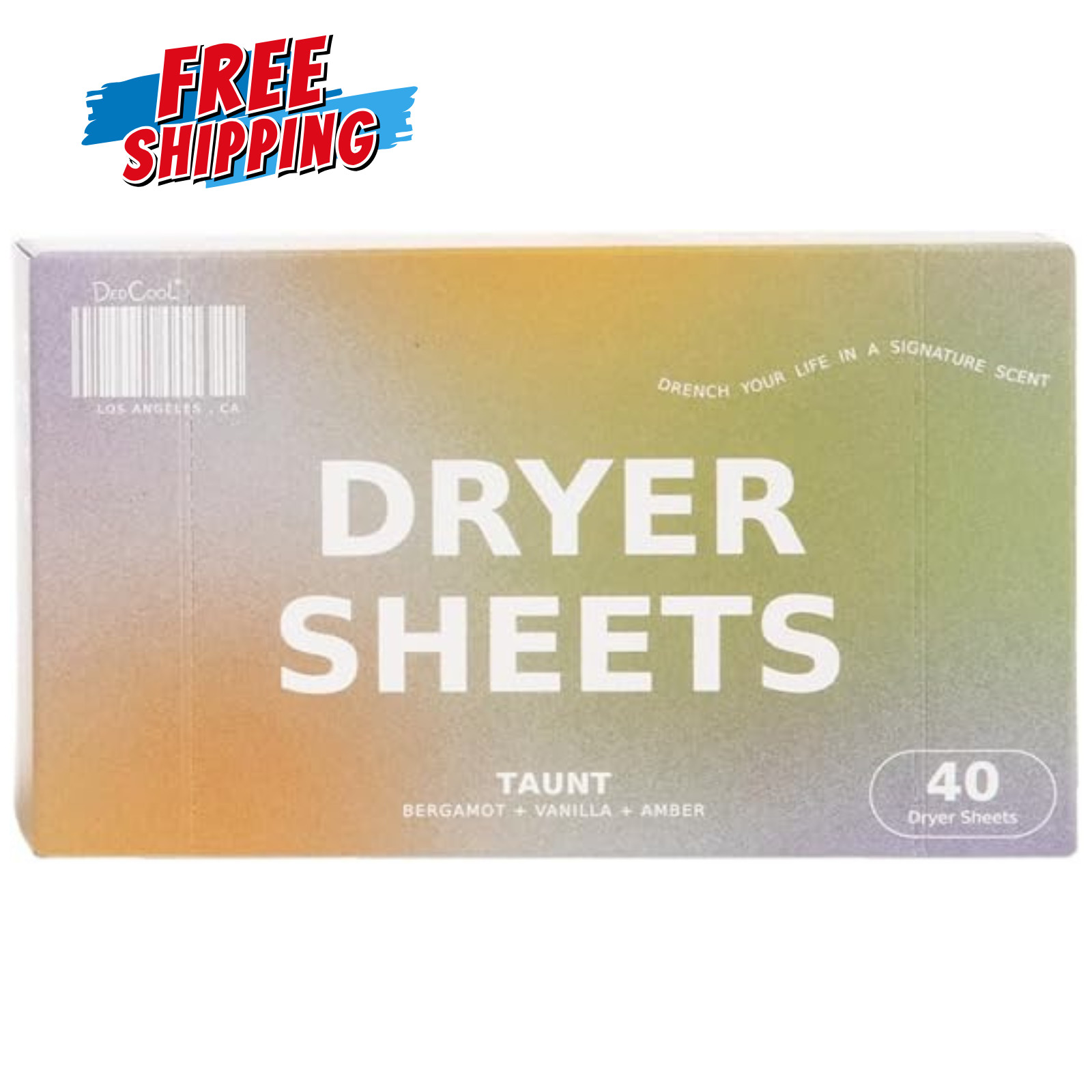 DedCool 01 Taunt Dryer Sheets Bergamot Vanilla Amber 40 Count