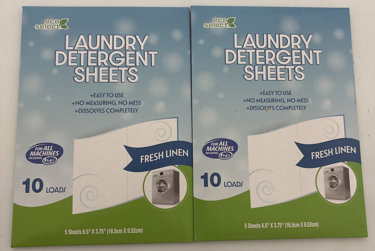 2 PACKS Eco Select Laundry Detergent Sheets Fresh Linen For All Machines