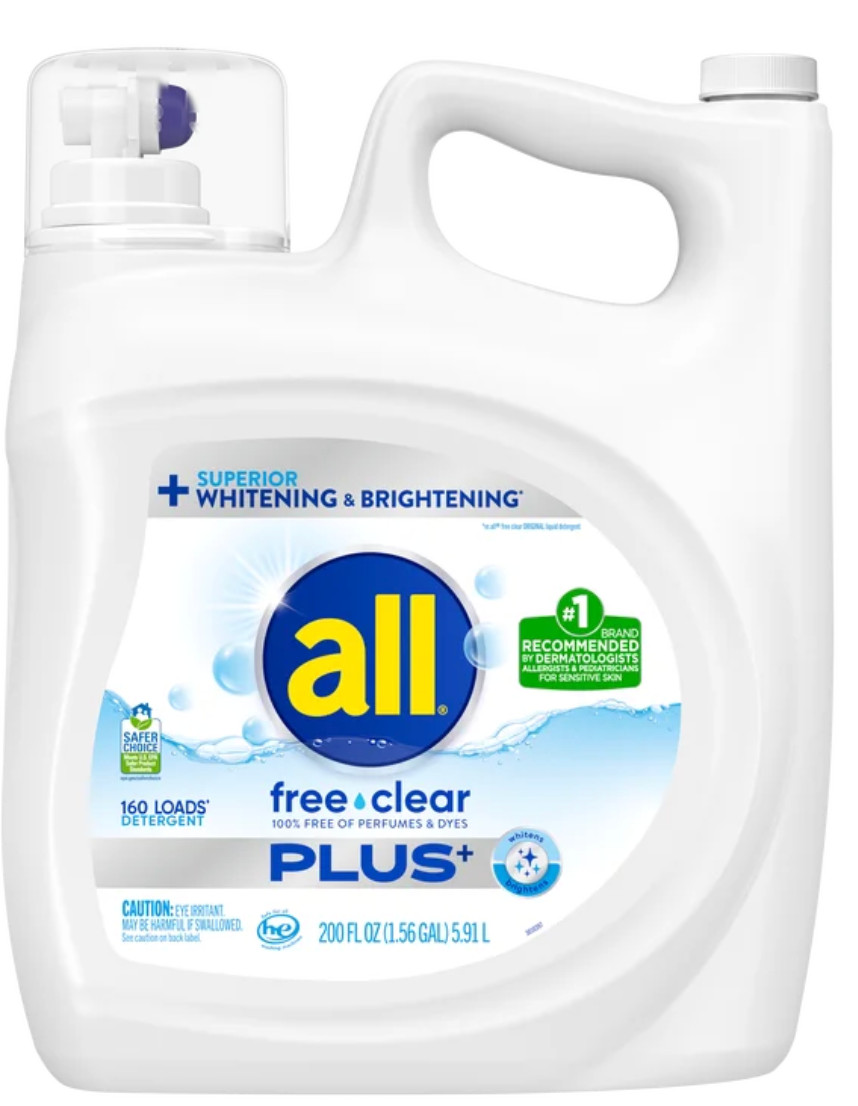 All Free & Clear Plus+ Liquid Laundry Detergent, 160 Loads, 200 fl oz