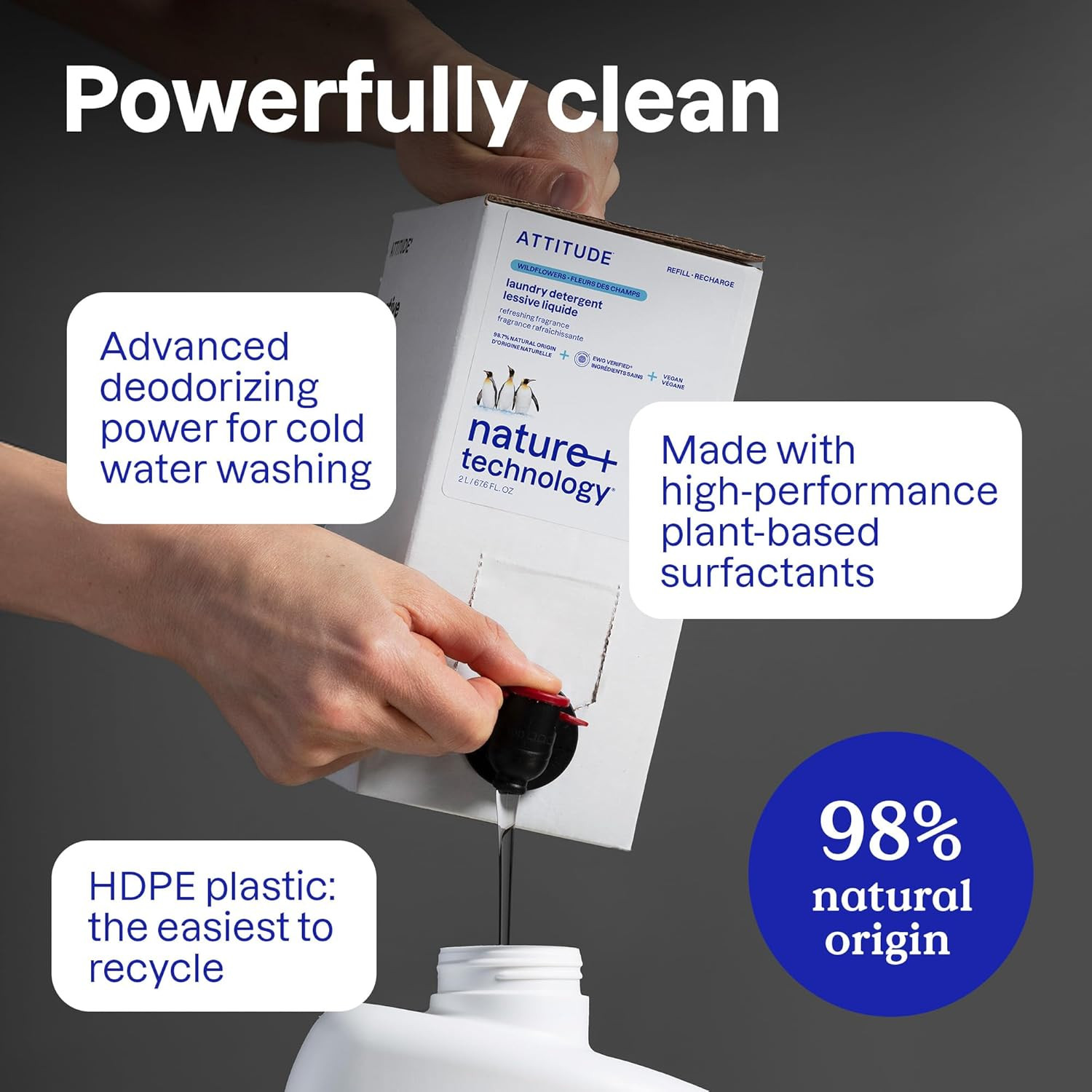 ATTITUDE Liquid Laundry Detergent, EWG Verified, HE Compatible, Plant-Based & Ve