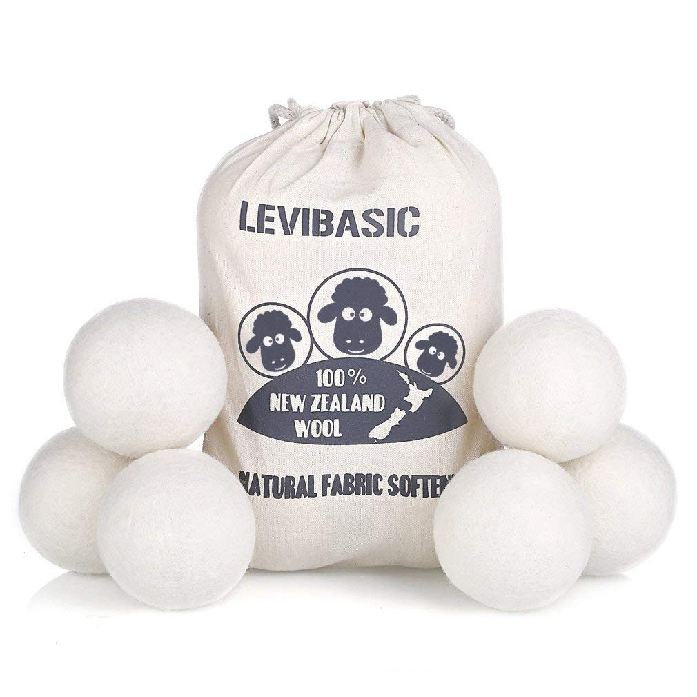 Wool Dryer Balls 6 Pack XL, 3″ Genuine New Zealand Wool to Core, 100% Organic Fa