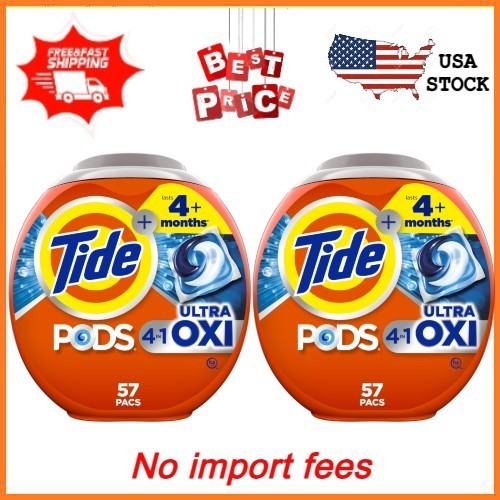 NEW 2 pack Tide PODS Laundry Detergent Soap Pacs Ultra OXI 57 Count FREESHIPPING