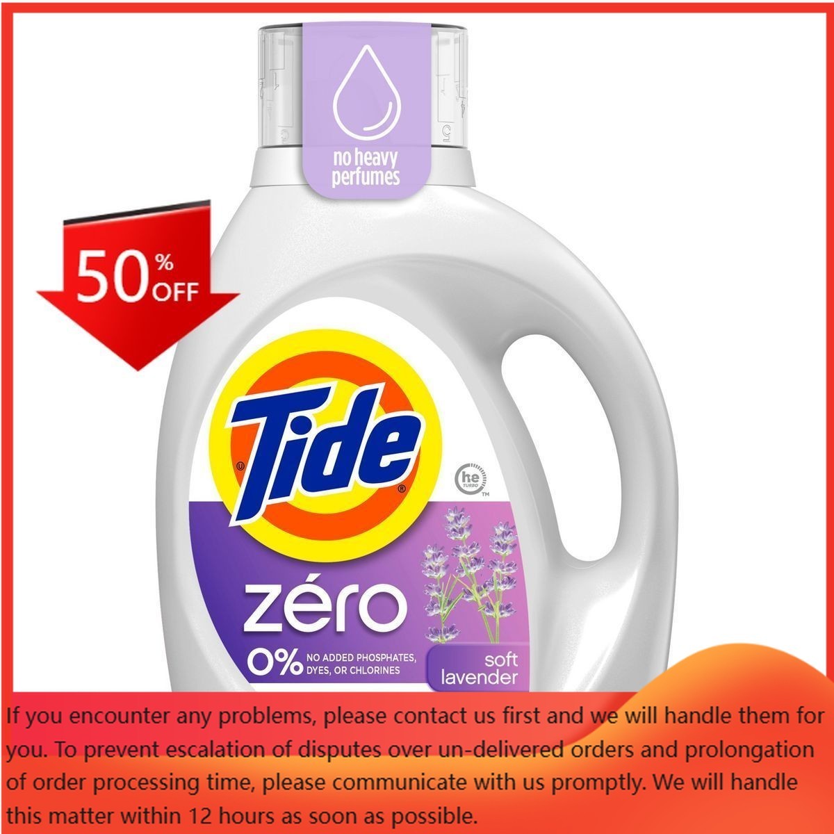 Tide Zero Soft Lavender HE Deep Cleaning Concentrated Liquid 64 Loads – 84 fl oz