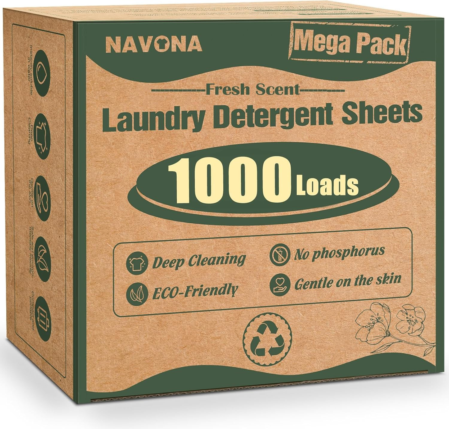 1000 Loads Mega Pack Laundry Detergent Sheets, Eco-Friendly Laundry Sheets, Powe