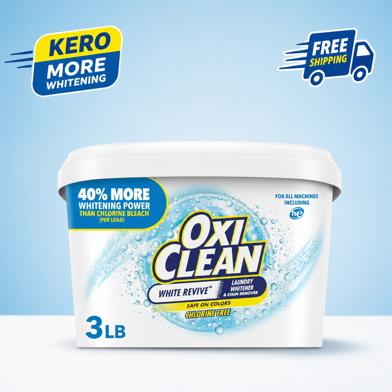 OxiClean White Revive Laundry Whitener & Stain Remover Powder 3lb Brightening Fo