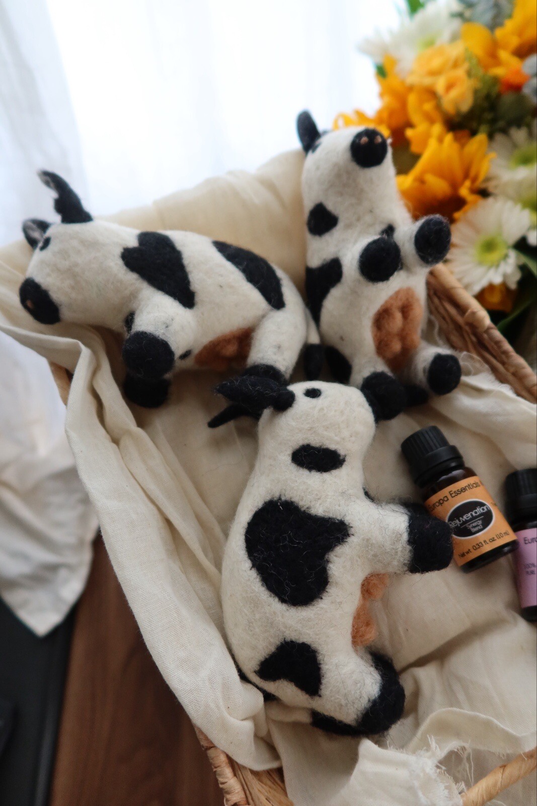 Cow Shaped Dryer Balls 100% Organic New Zealand Wool All Natural Handmade 3 Pack