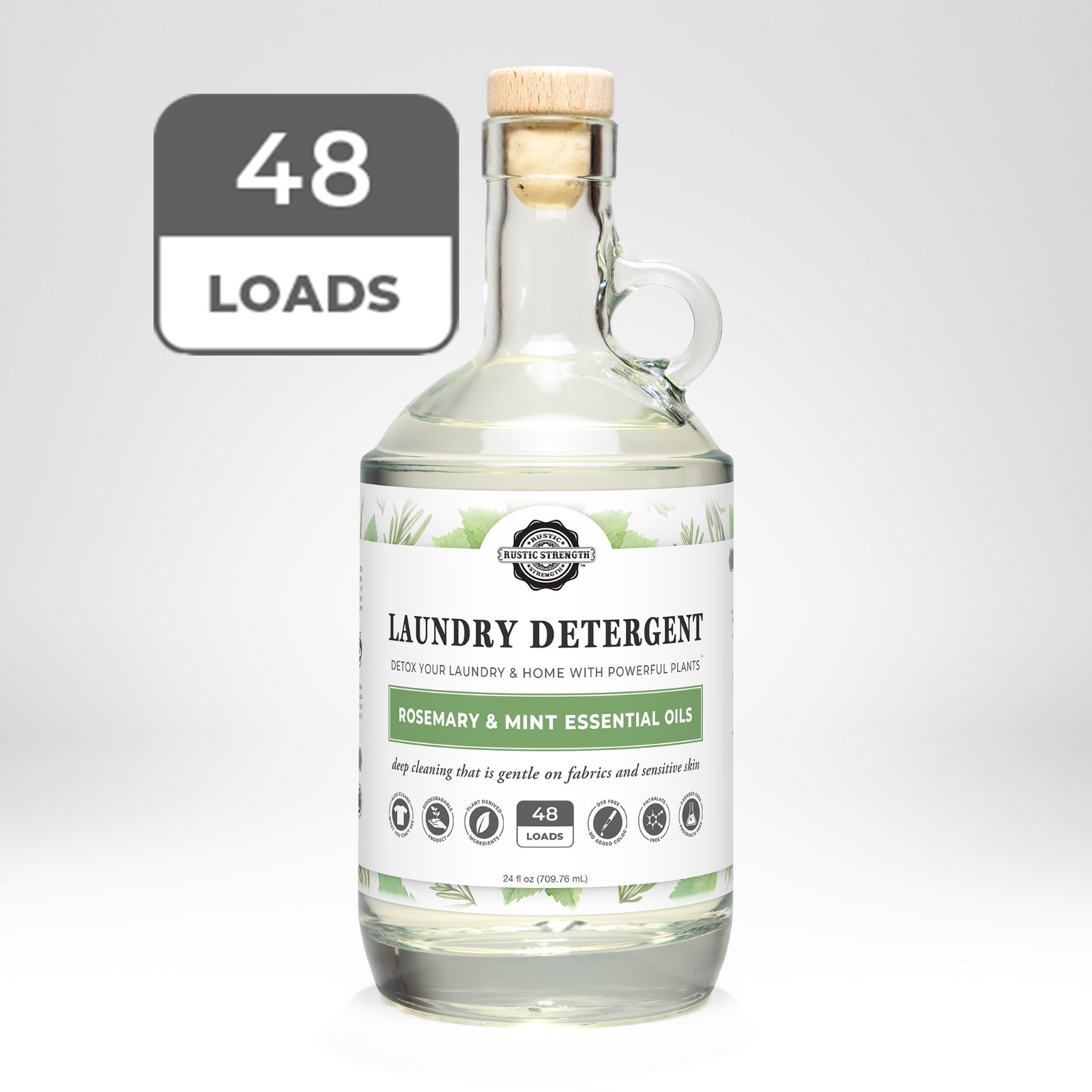 Toxin-Free Laundry Detergent 24 oz | 48 Loads | Plant-Based | Rosemary & Mint