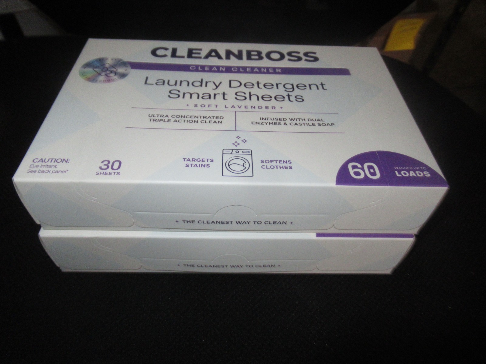 2-Boxes CLEANBOSS ECO-FRIENDLY Laundry Detergent Sheets 60 Loads EA. Lavender