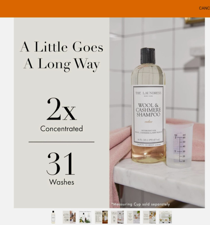 x2 Wool & Cashmere Shampoo 62 Loads Concentrated Liquid Laundry Detergent Cedar
