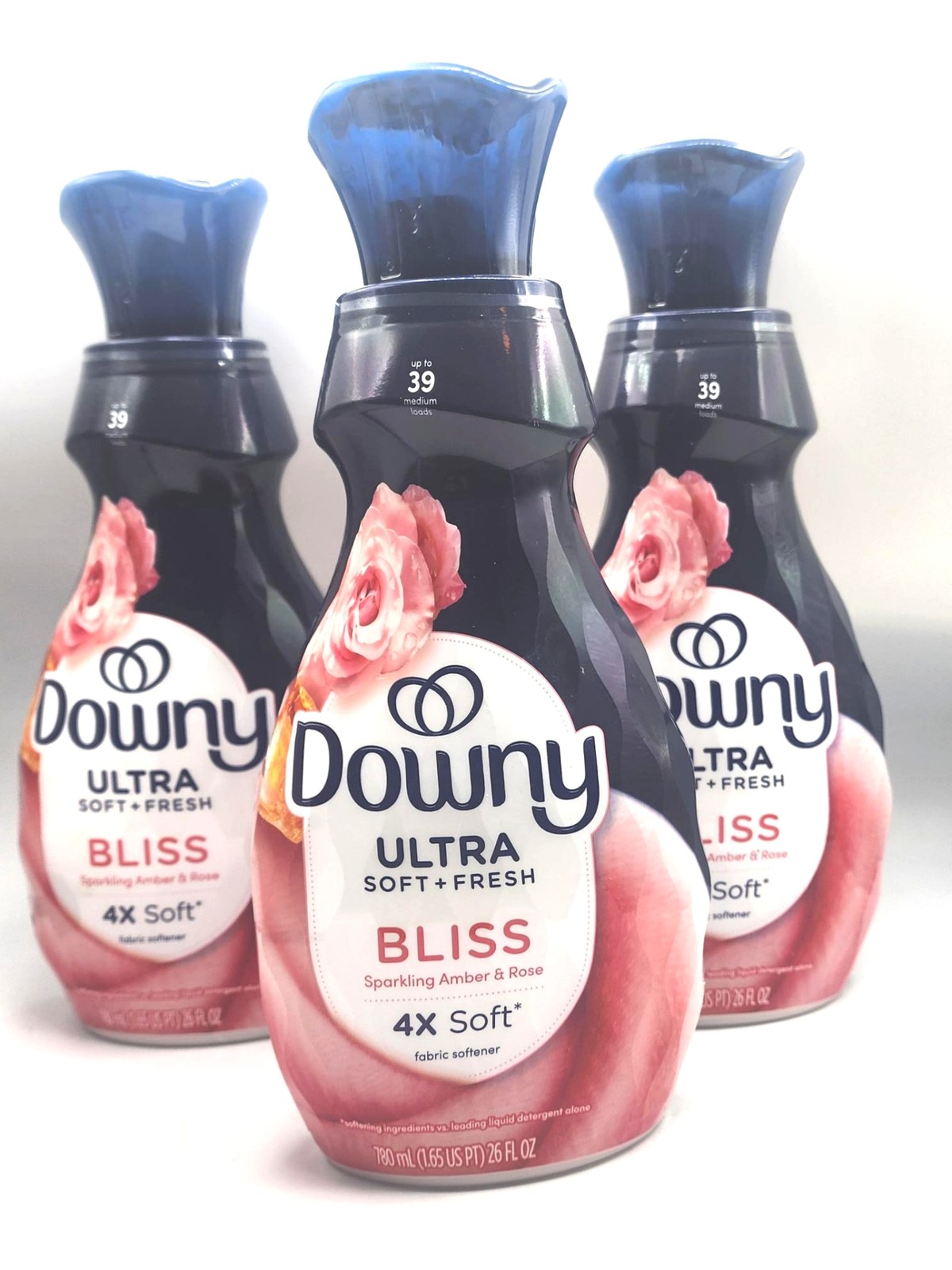 3 Downy ULTRA BLISS Sparking Amber & Rose Fabric Conditioner Softener 26 oz Ea