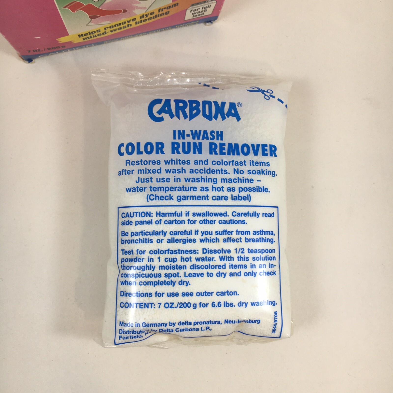 Vintage Carbona Color Run Dye Remover 7 oz. Bleach-Free Laundry Powder 1990s NOS