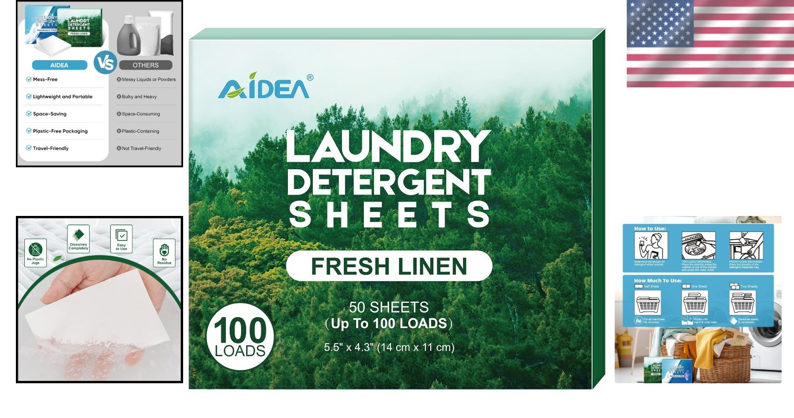 Gentle Cleaning Laundry Sheets – 50 Loads, No Plastic Jug, Perfect for Travel