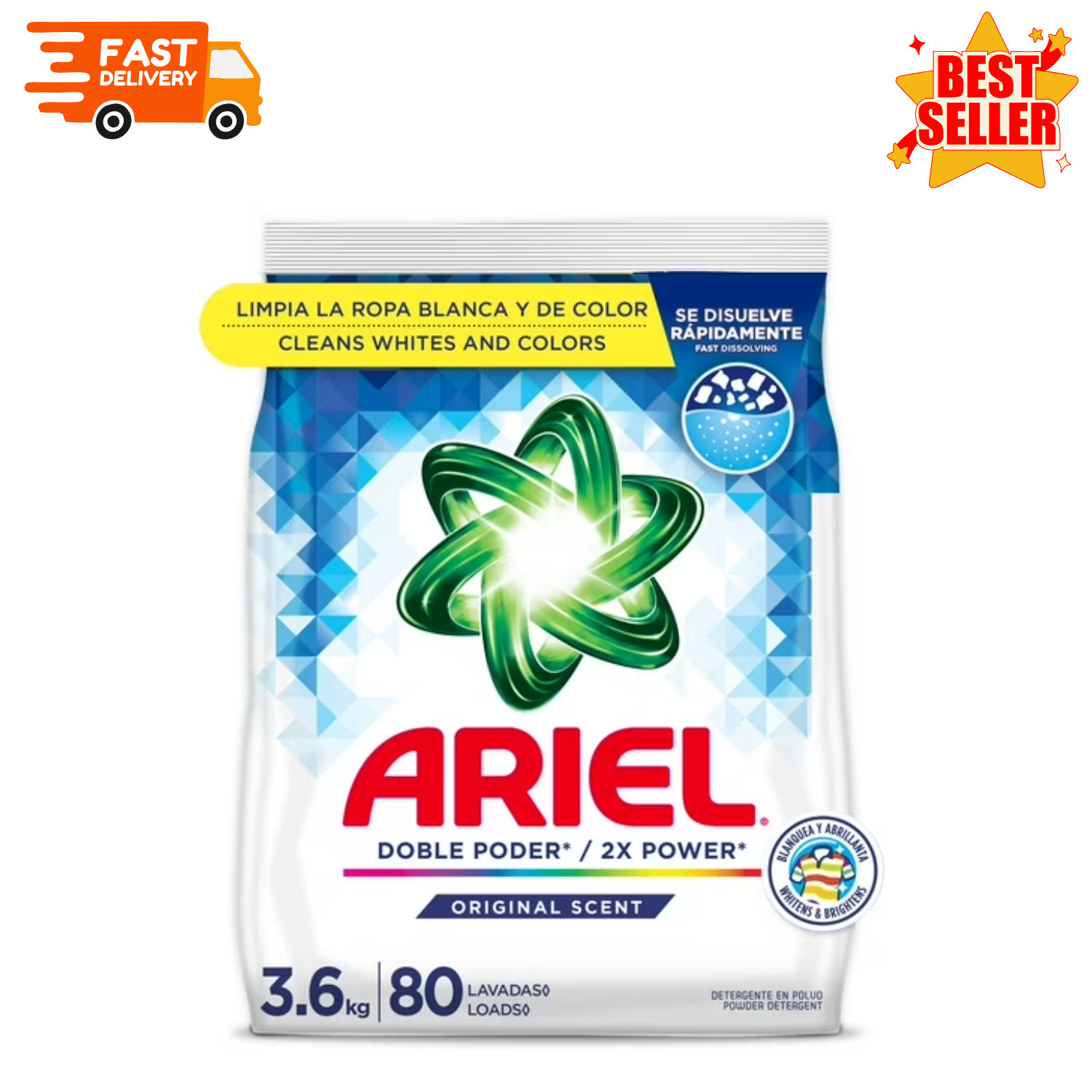 Ariel Laundry Detergent Powder Original Scent 3.6 kg 80 Loads Washing Box New