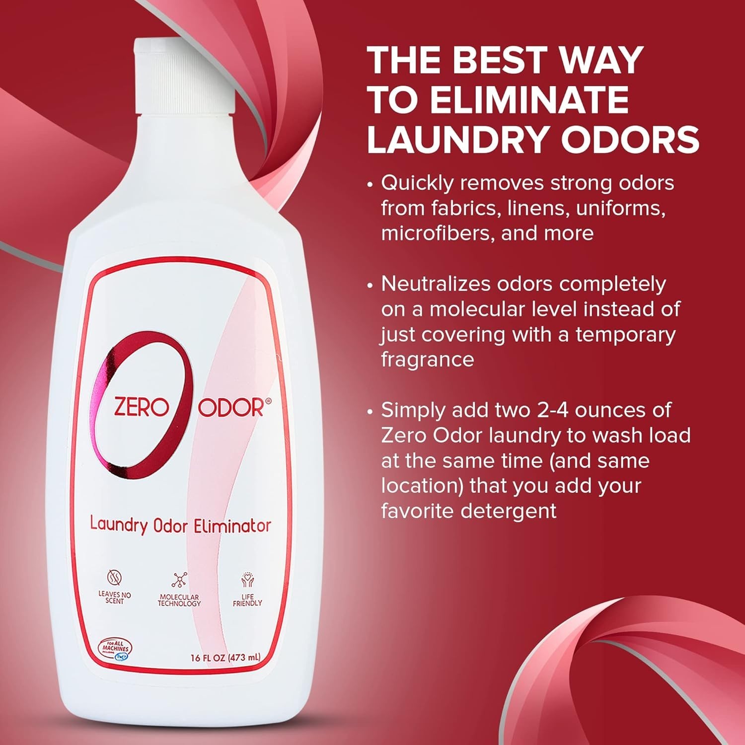 Permanently Eliminate Laundry Odors – 16oz Unscented Formula for All Fabrics