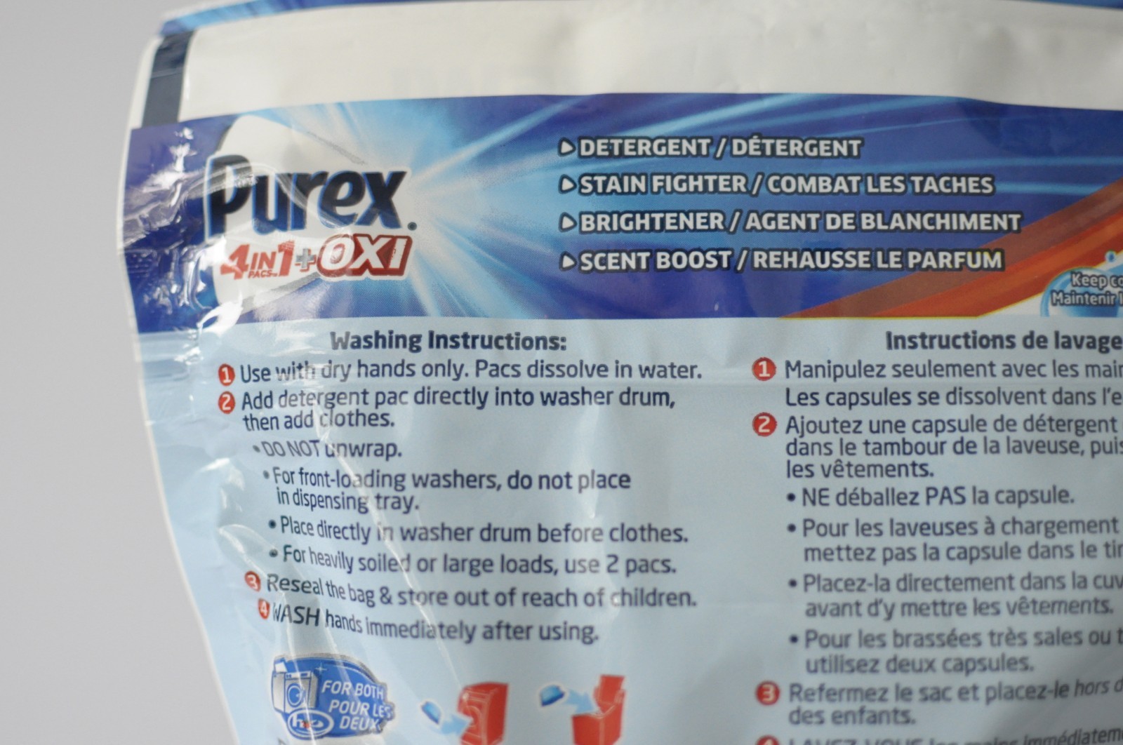 Purex 4 in 1 + OXI Laundry Detergent Pacs 22 Capsules Stain Fighter Brightener