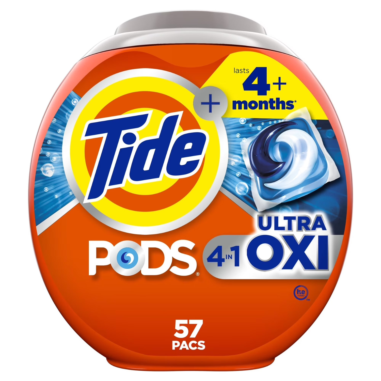 2 Pack Tide PODS Ultra Oxi Laundry Detergent Pacs 57Ct Stain Remover Power Clean