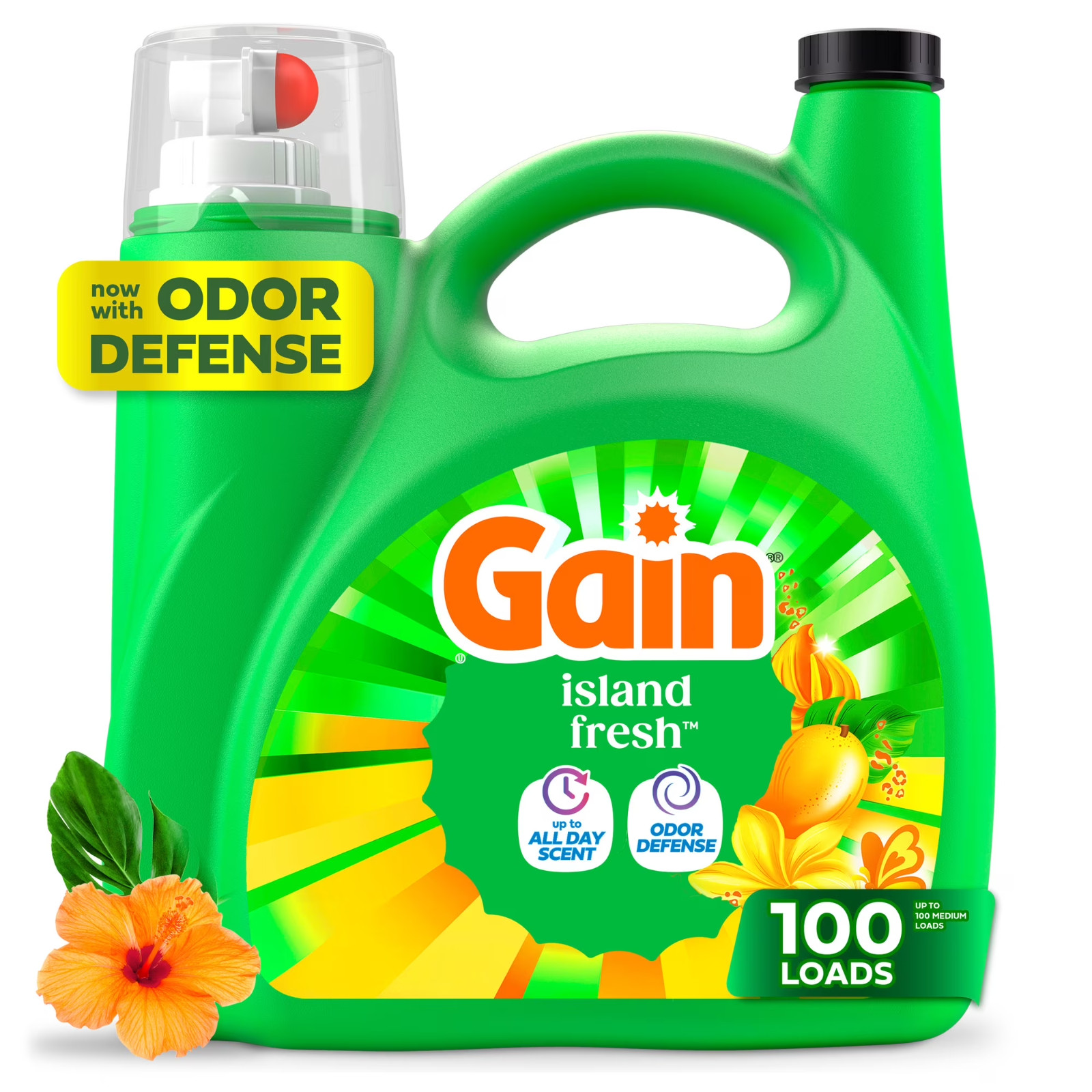 (3 pack) Gain Liquid Laundry Detergent, Island Fresh Scent, 132 fl oz, 100 Load