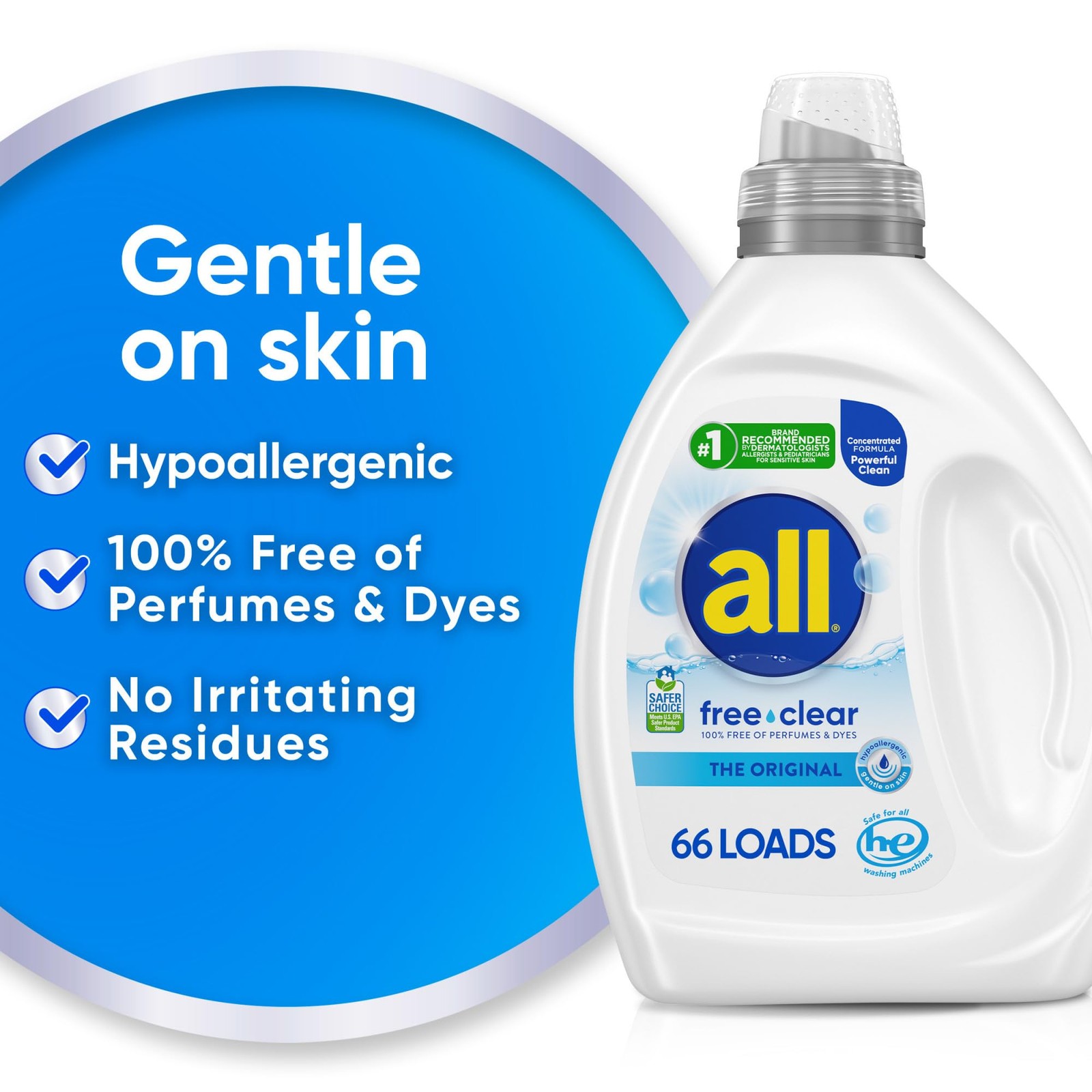 all free clear The Original Laundry Detergent for 50 Fl Oz (Pack of 1), Clear