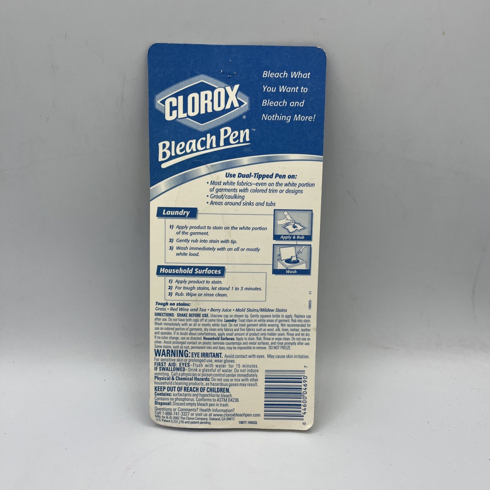 Clorox Bleach Pen Gel For Whites Dual Tipped 2 Oz 2002 Discontinued Sealed NEW