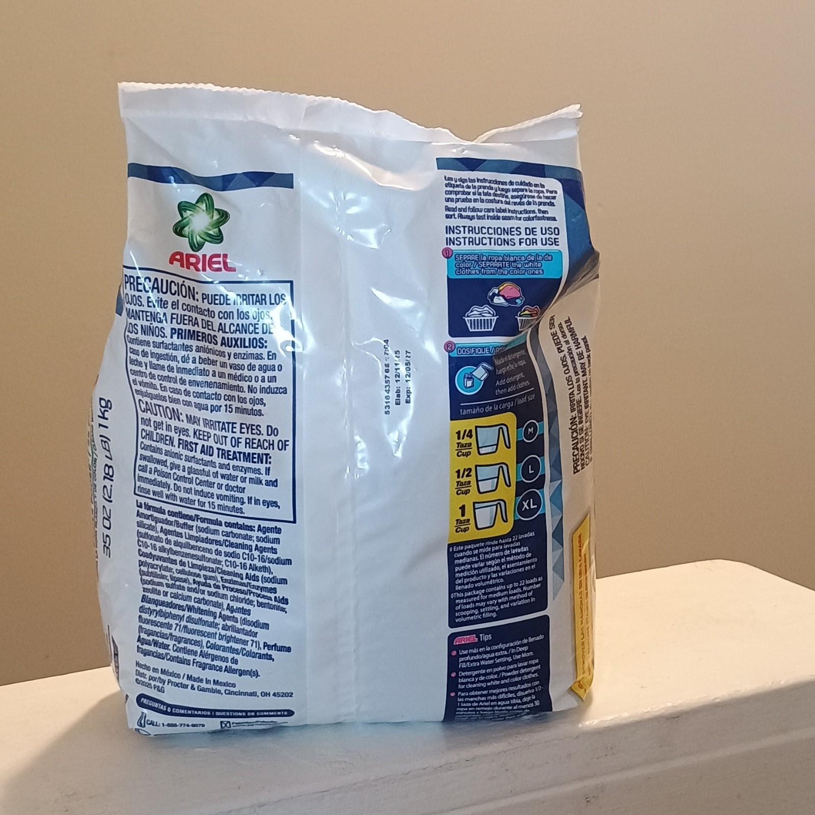 Ariel 2X Power Laundry Detergent Powder Original Scent 1kg 22 Loads