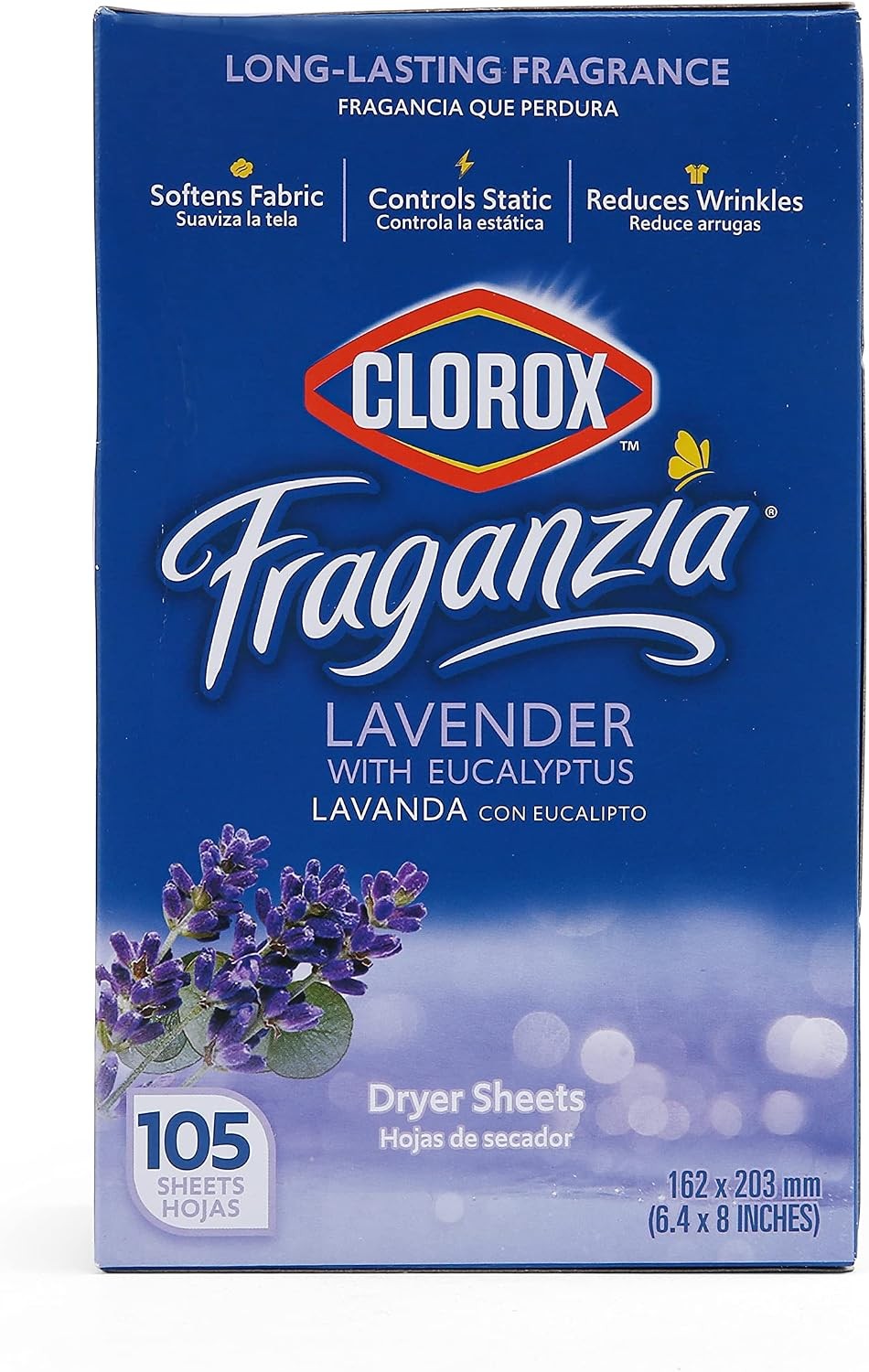 Fraganzia Lavender Eucalyptus Dryer Sheets 80 Count Static Reduction Softener