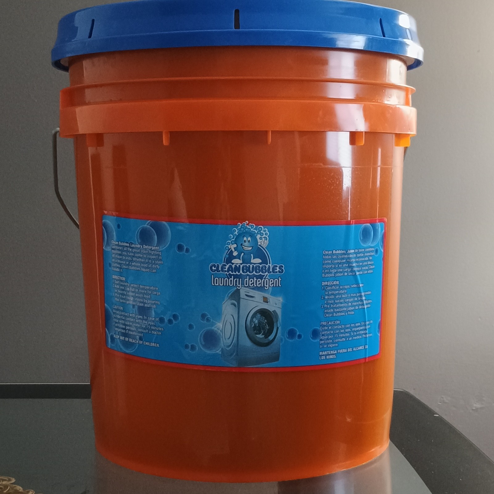 Clean Bubbles Laundry Detergent Liquid Original Scent Orange Bucket with Handle