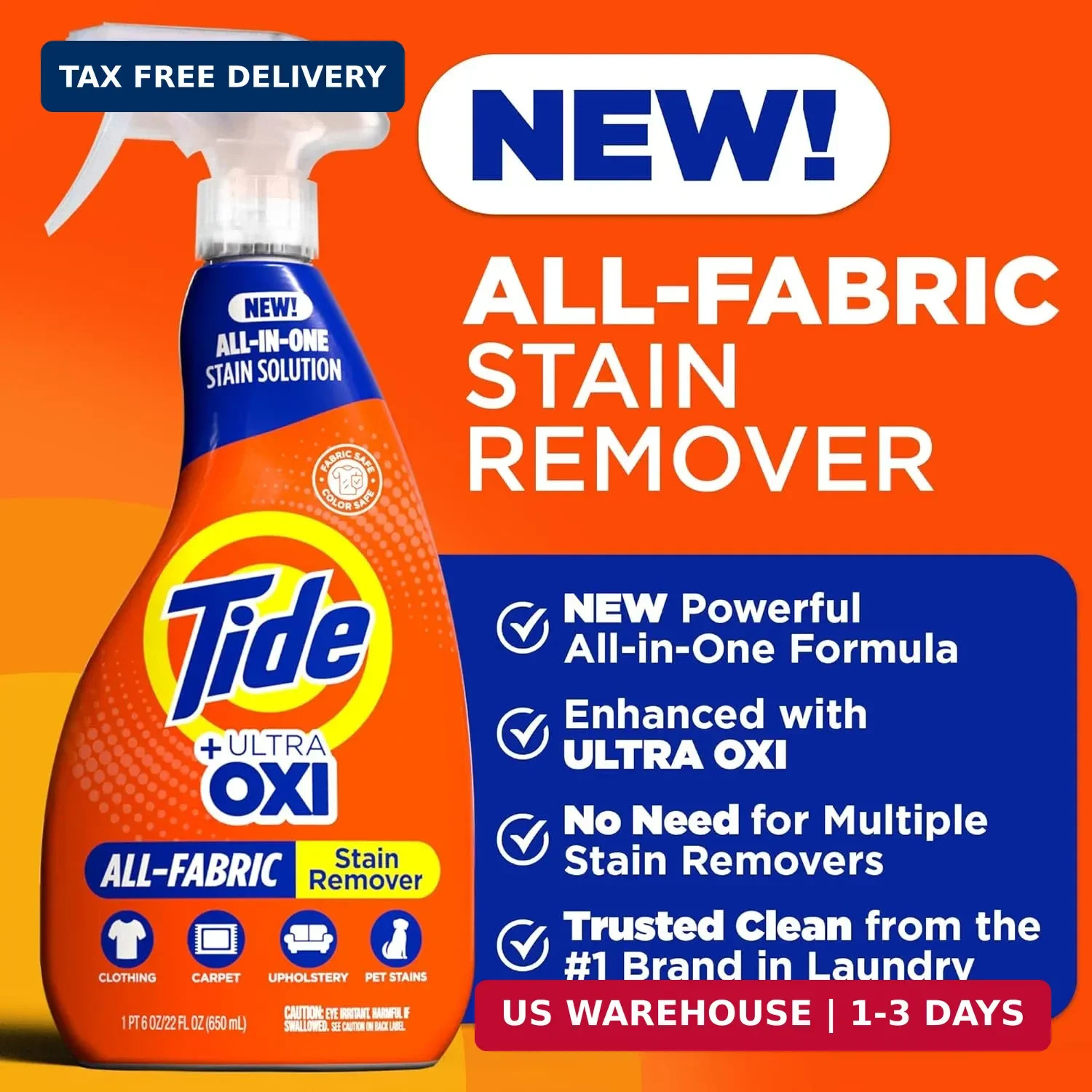 Tide Laundry Stain Remover Spray with Oxi | Stain Remover for Clothes, Carpet, U