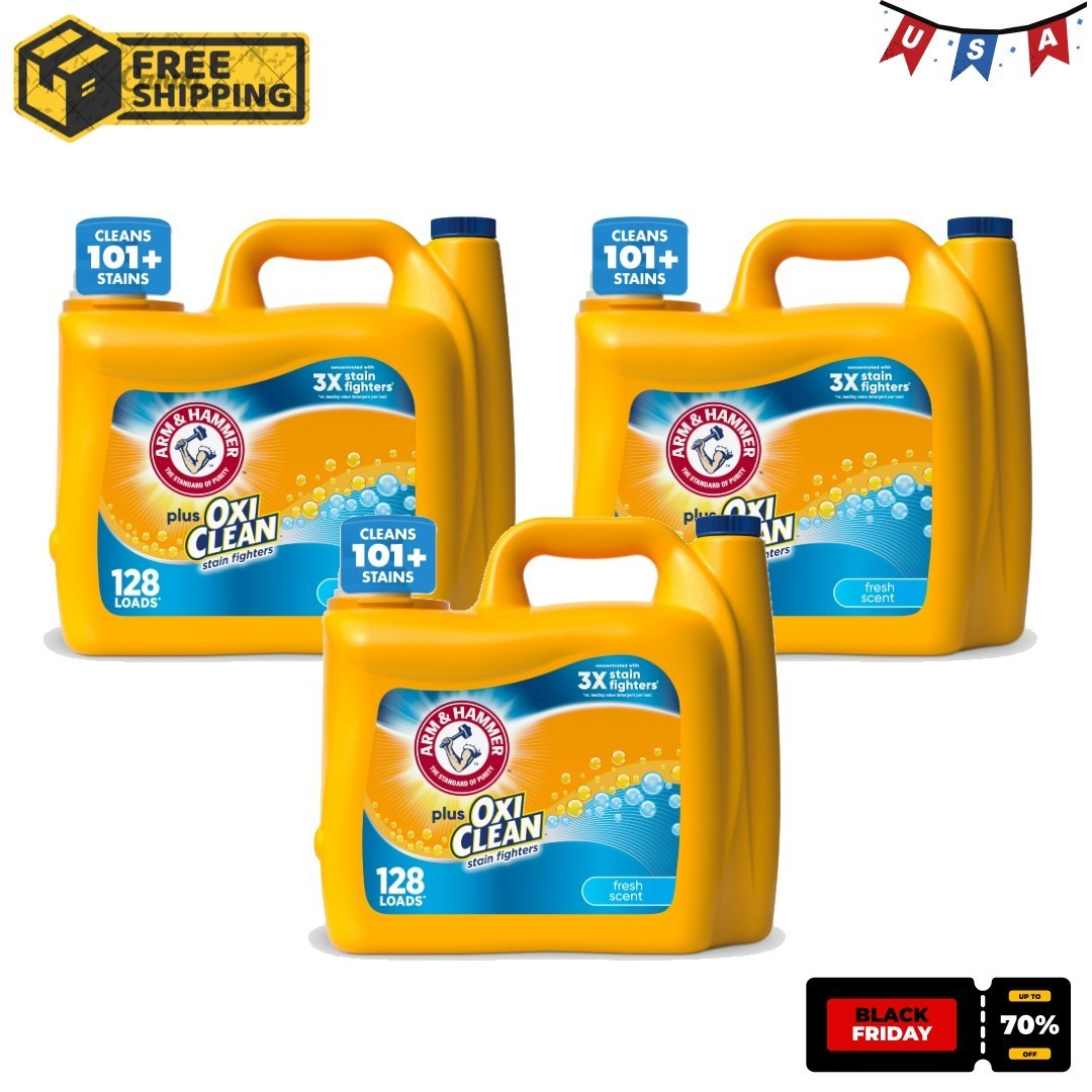 3P ARM & HAMMER Plus OxiClean Stain Fighters Liquid Laundry Detergent, 128 Loads