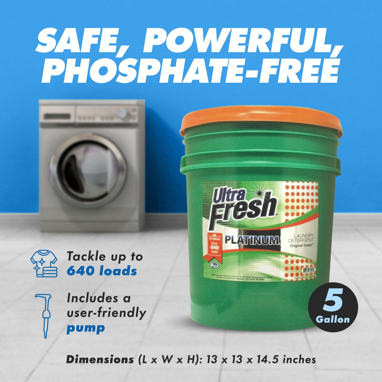 Ultra Fresh 3X Platinum 5 Gallon Laundry Detergent, Up to 640 Loads (6 Pack)